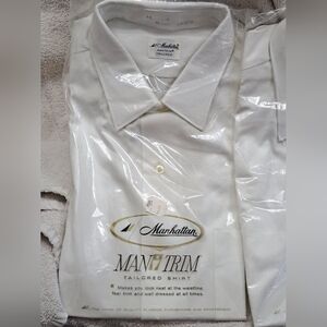 Manhattan Vintage 70s White Tailored Slim Fit Dress Shirt Blake Collar